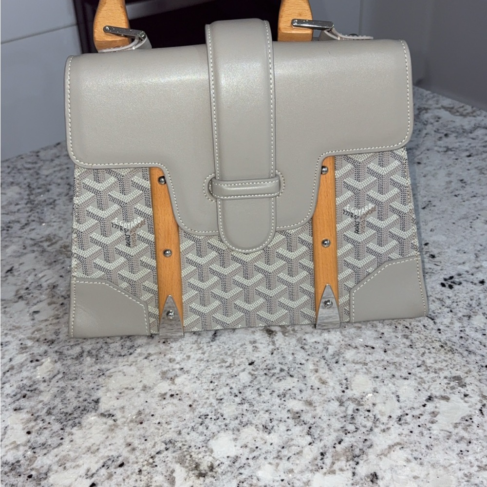 Elegant Gray and Tan Women's Handbag